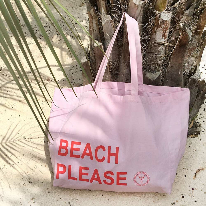 Canvas beach bag beach please pink