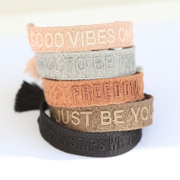 Woven bracelet cool to be kind light gray