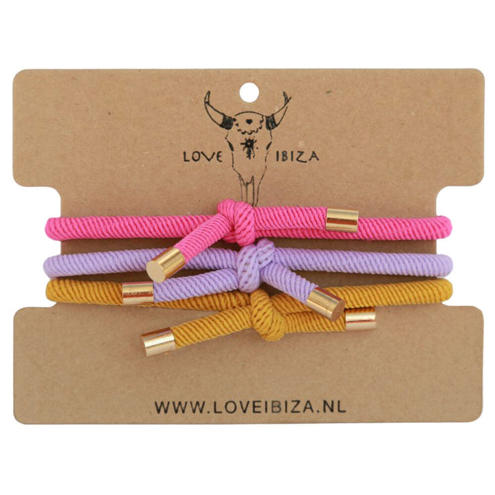 Bracelets set knots bubblegum (set of 3 pcs.)