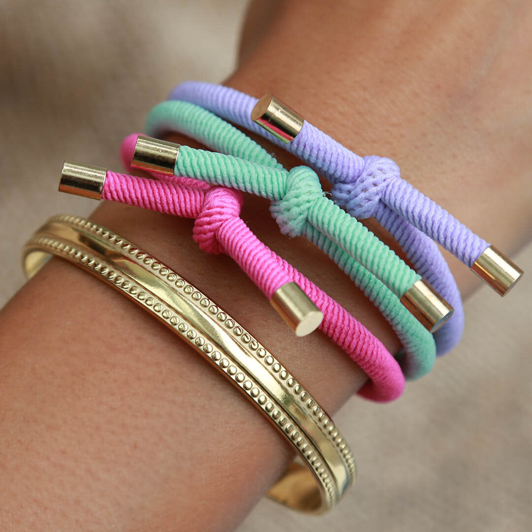 Bracelets set knots bubblegum (set of 3 pcs.)