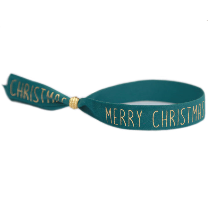 Bracelet suède Joyeux Noël vert d'eau