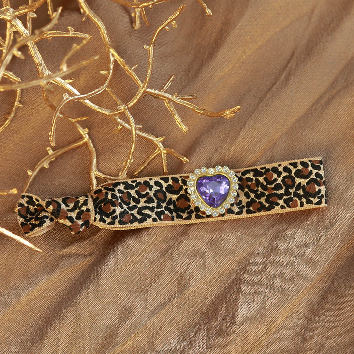 Bracelet leopard rhinestone purple