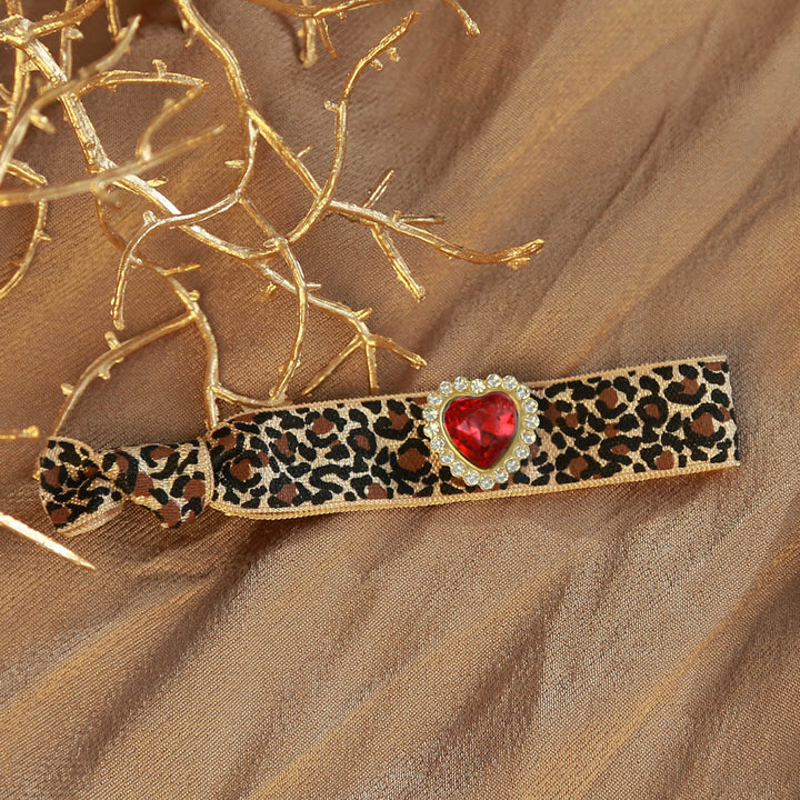 Bracelet leopard rhinestone red