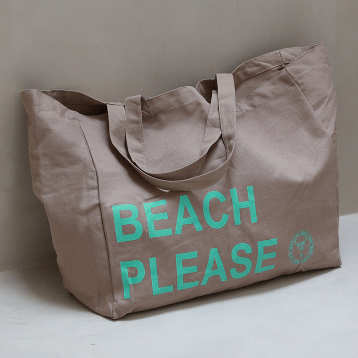 Canvas beach bag beach please taupe