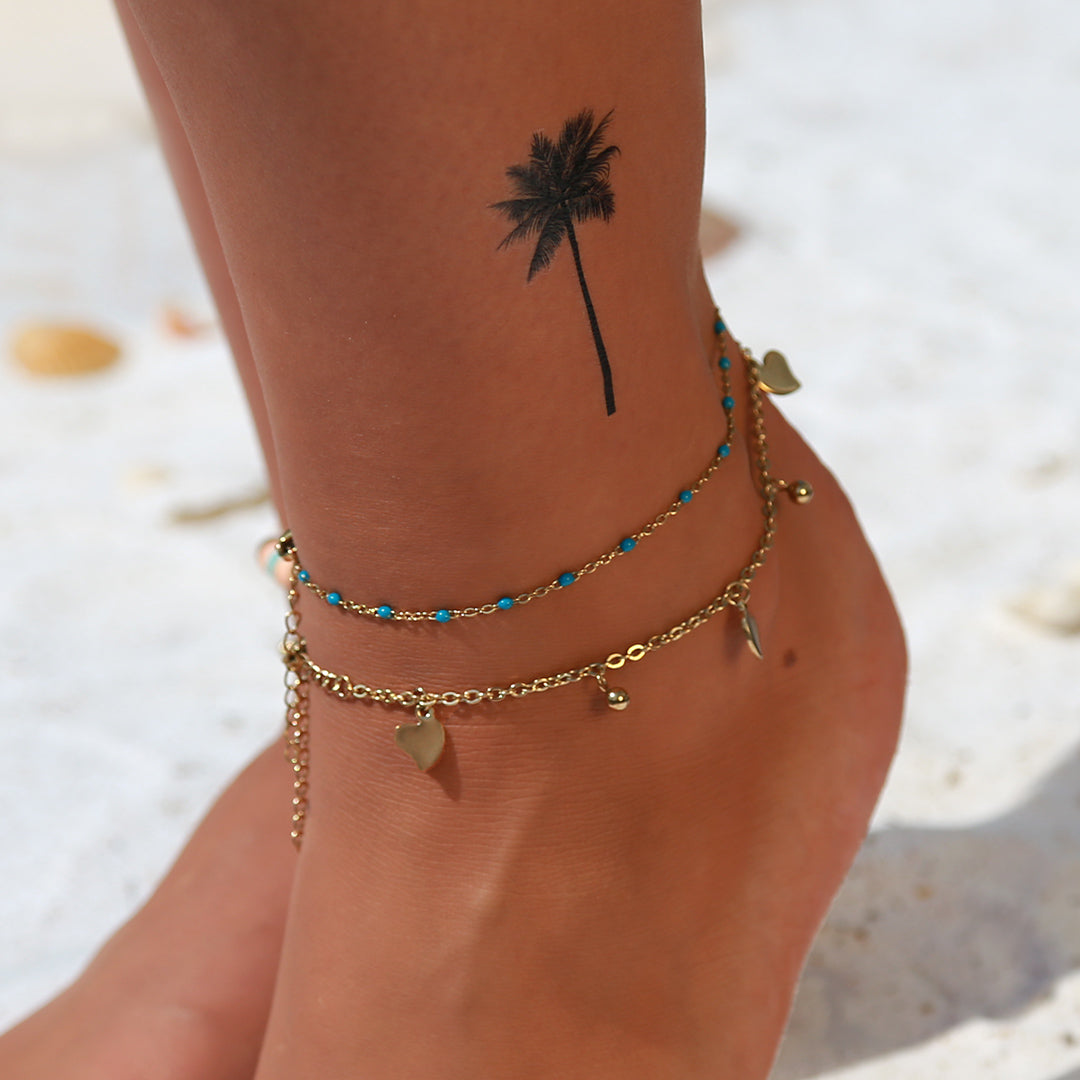 Anklet golden hearts