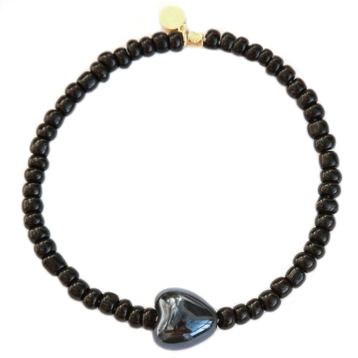 Bracelet stone heart black