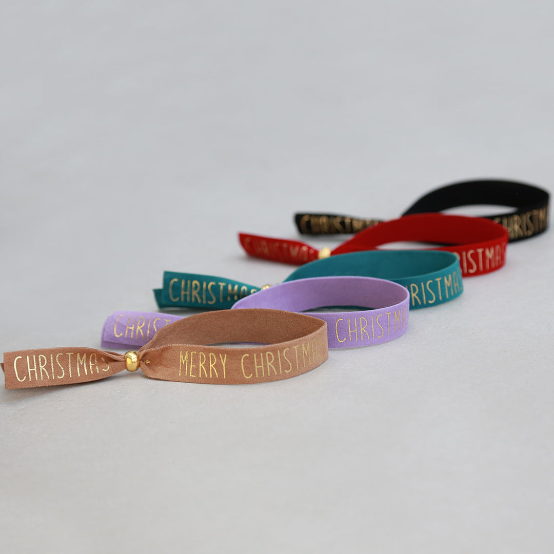 Suede bracelet Merry Christmas black