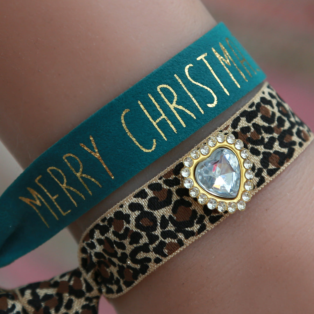 Bracelet suède Joyeux Noël vert d'eau