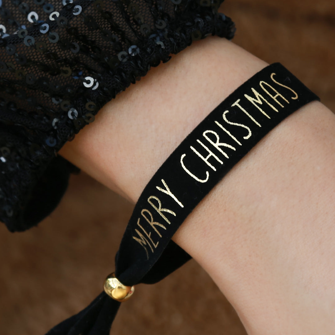 Suede bracelet Merry Christmas black