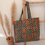 Blockprint schoudertas chevron oranje