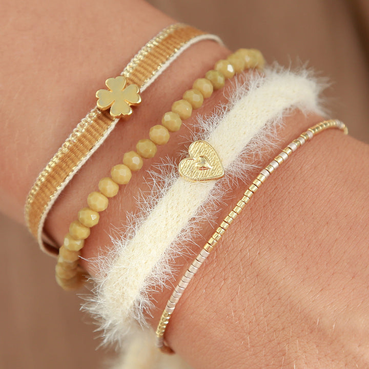 Gewebtes Armband Kleeblatt gold