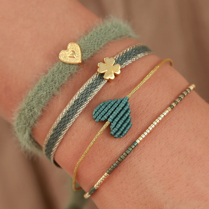 Gewebtes Armband Kleeblau