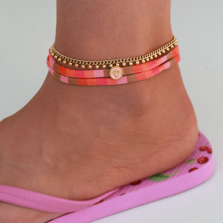 Anklet wrap peach palm