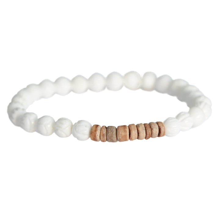 Bracelet Coconut white carved